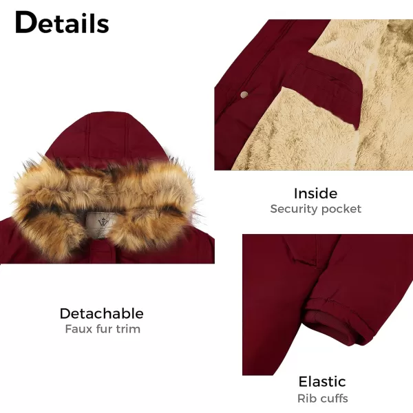 WenVen Womens Winter Long Hooded Sherpa Lined Parka Jacket Warm CoatRed