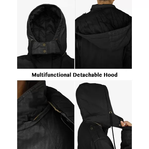 WenVen Womens Winter Thicken Cotton Coat Warm Parka Jacket with Removable HoodBlack