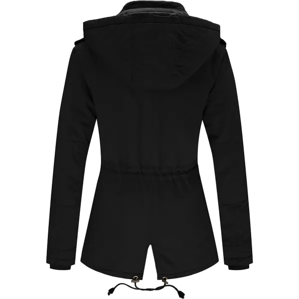 WenVen Womens Winter Thicken Cotton Coat Warm Parka Jacket with Removable HoodBlack