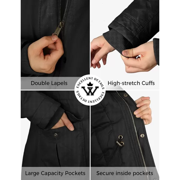 WenVen Womens Winter Thicken Cotton Coat Warm Parka Jacket with Removable HoodBlack