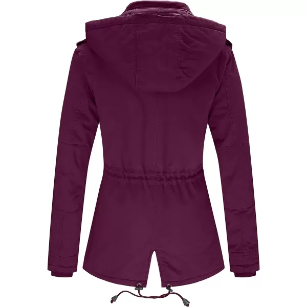 WenVen Womens Winter Thicken Cotton Coat Warm Parka Jacket with Removable HoodDeep Wine
