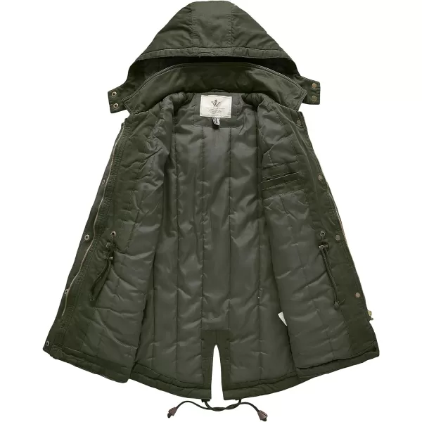 WenVen Womens Winter Thicken Cotton Coat Warm Parka Jacket with Removable HoodGreen