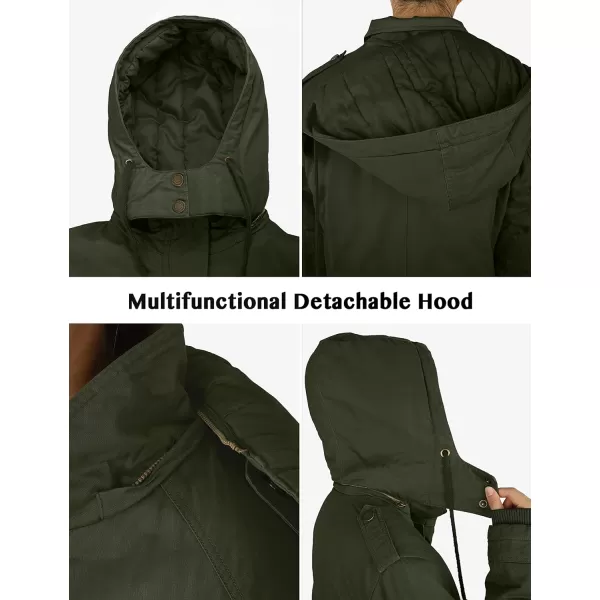 WenVen Womens Winter Thicken Cotton Coat Warm Parka Jacket with Removable HoodGreen