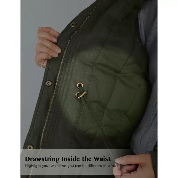 WenVen Womens Winter Thicken Cotton Coat Warm Parka Jacket with Removable HoodGreen