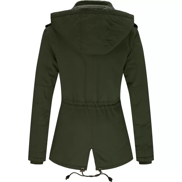 WenVen Womens Winter Thicken Cotton Coat Warm Parka Jacket with Removable HoodGreen