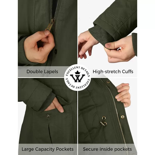 WenVen Womens Winter Thicken Cotton Coat Warm Parka Jacket with Removable HoodGreen
