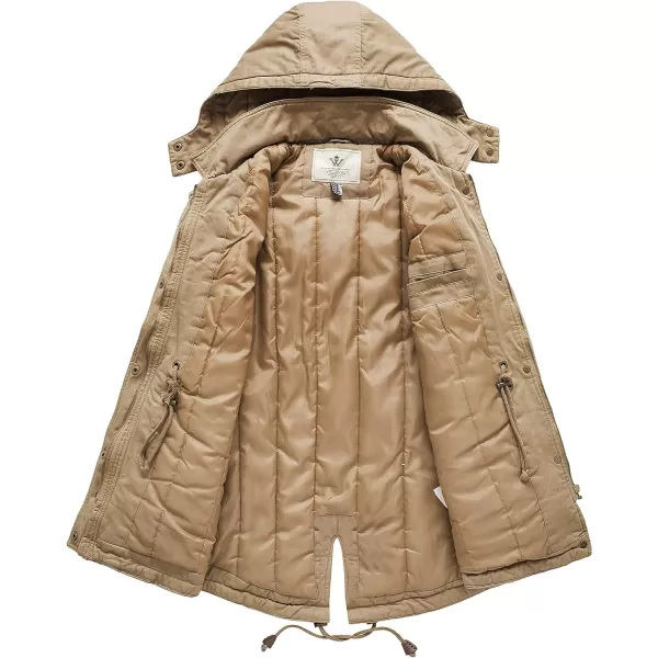 WenVen Womens Winter Thicken Cotton Coat Warm Parka Jacket with Removable HoodKhaki