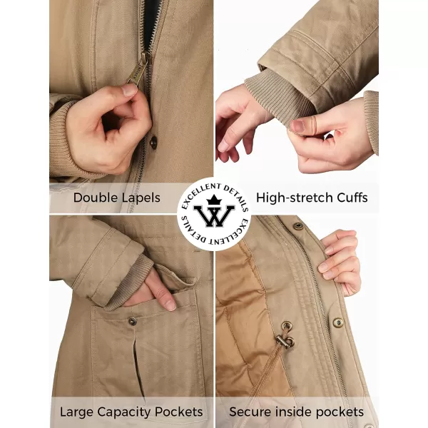 WenVen Womens Winter Thicken Cotton Coat Warm Parka Jacket with Removable HoodKhaki
