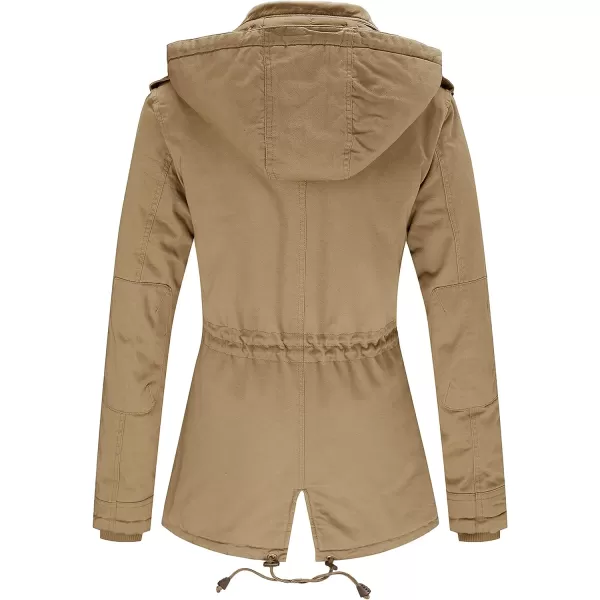 WenVen Womens Winter Thicken Cotton Coat Warm Parka Jacket with Removable HoodKhaki