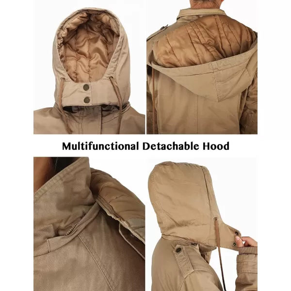 WenVen Womens Winter Thicken Cotton Coat Warm Parka Jacket with Removable HoodKhaki