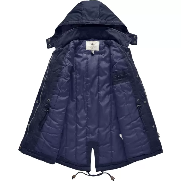 WenVen Womens Winter Thicken Cotton Coat Warm Parka Jacket with Removable HoodNavy