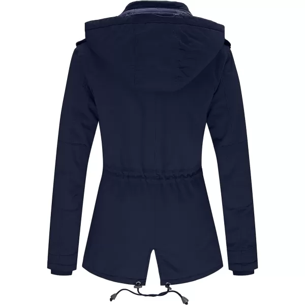 WenVen Womens Winter Thicken Cotton Coat Warm Parka Jacket with Removable HoodNavy