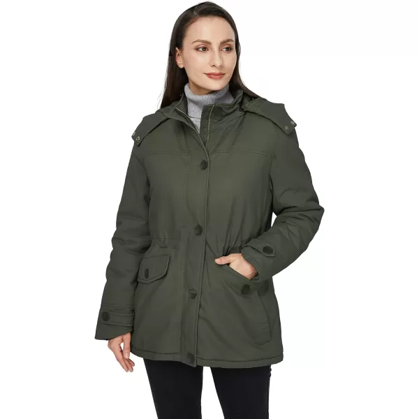 WenVen Womens Winter Warm Thicken Military Parka Jacket with Removable HoodArmy Green