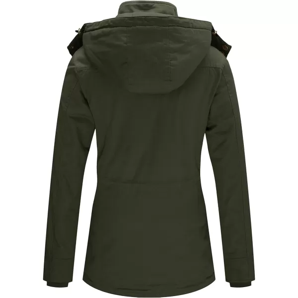 WenVen Womens Winter Warm Thicken Military Parka Jacket with Removable HoodArmy Green