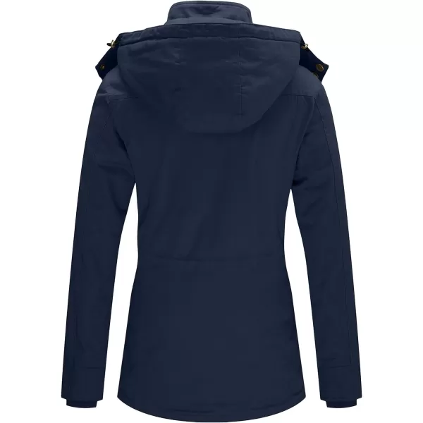WenVen Womens Winter Warm Thicken Military Parka Jacket with Removable HoodNavy