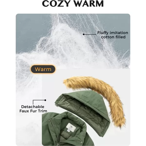 WenVen Womens Winter Water Resistant Parka Coat Puffer Jacket with Removable HoodArmy Green