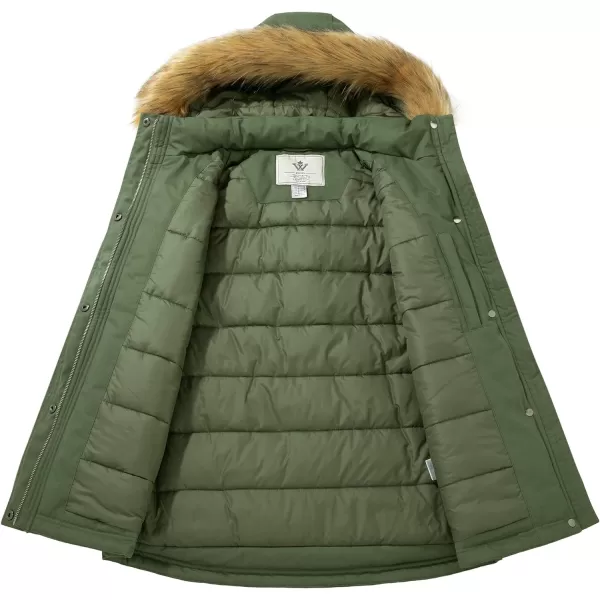 WenVen Womens Winter Water Resistant Parka Coat Puffer Jacket with Removable HoodArmy Green