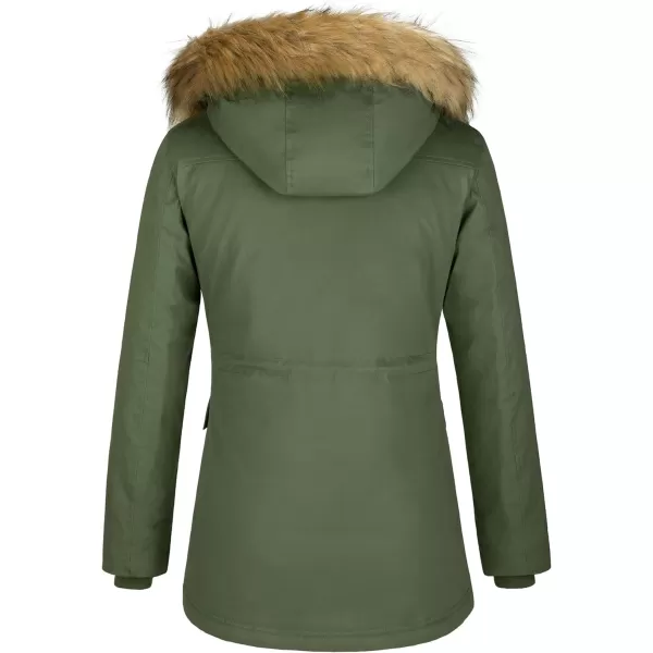 WenVen Womens Winter Water Resistant Parka Coat Puffer Jacket with Removable HoodArmy Green