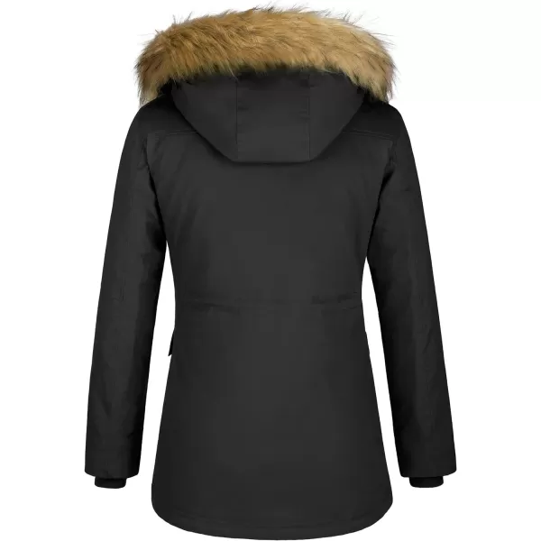WenVen Womens Winter Water Resistant Parka Coat Puffer Jacket with Removable HoodBlack