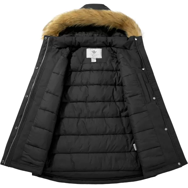 WenVen Womens Winter Water Resistant Parka Coat Puffer Jacket with Removable HoodBlack