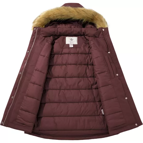WenVen Womens Winter Water Resistant Parka Coat Puffer Jacket with Removable HoodRed