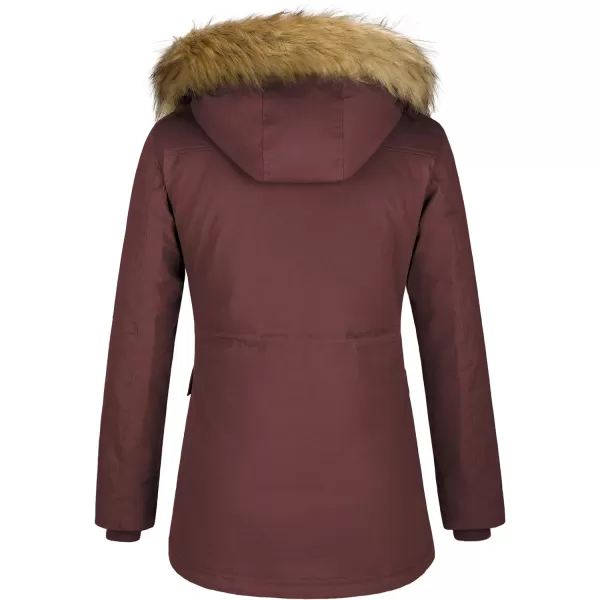 WenVen Womens Winter Water Resistant Parka Coat Puffer Jacket with Removable HoodRed