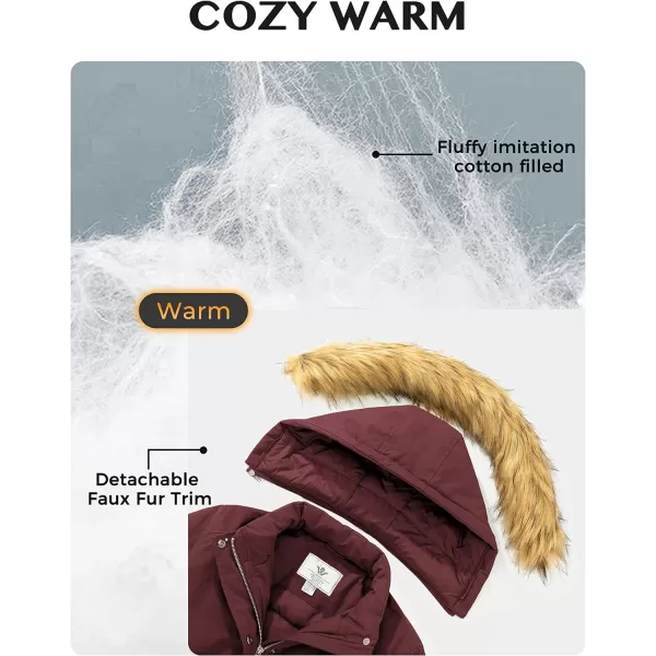 WenVen Womens Winter Water Resistant Parka Coat Puffer Jacket with Removable HoodRed