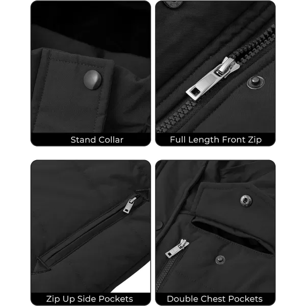 WenVen Womens Winter Water Resistant Warm Puffer Coat with Detachable HoodBlack