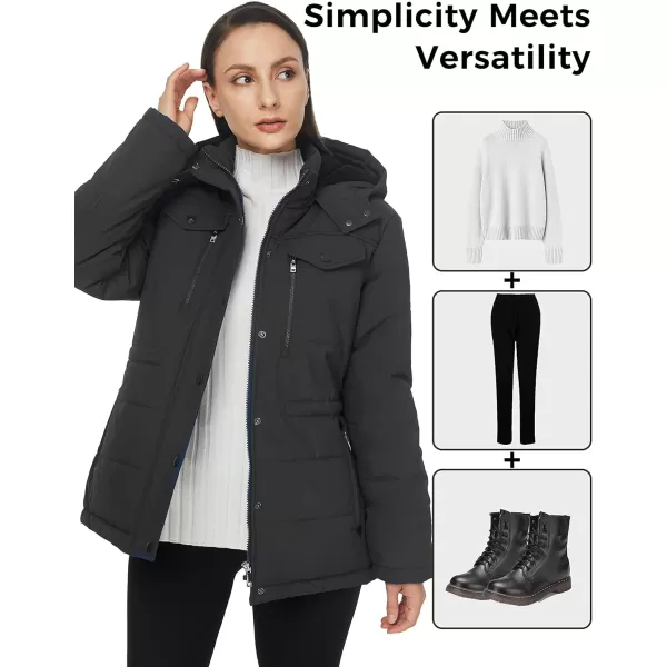 WenVen Womens Winter Water Resistant Warm Puffer Coat with Detachable HoodGrey