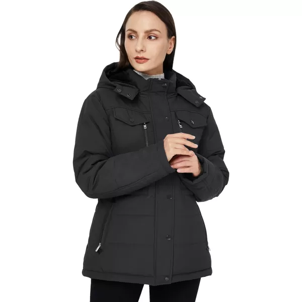 WenVen Womens Winter Water Resistant Warm Puffer Coat with Detachable HoodGrey