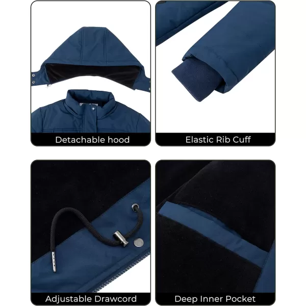 WenVen Womens Winter Water Resistant Warm Puffer Coat with Detachable HoodNavy