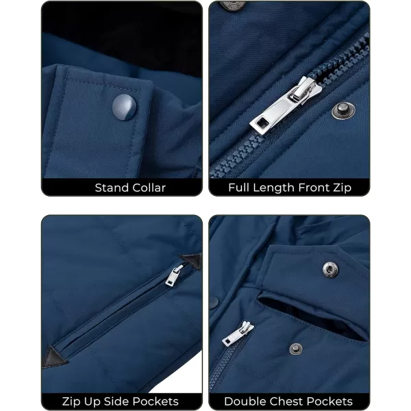 WenVen Womens Winter Water Resistant Warm Puffer Coat with Detachable HoodNavy