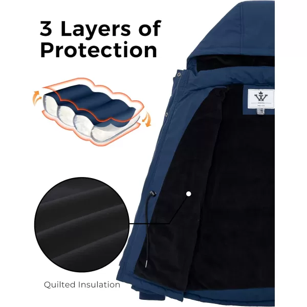WenVen Womens Winter Water Resistant Warm Puffer Coat with Detachable HoodNavy