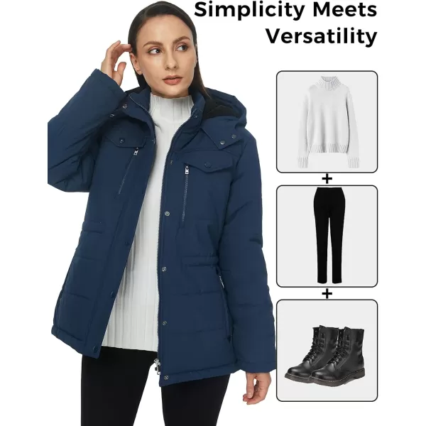 WenVen Womens Winter Water Resistant Warm Puffer Coat with Detachable HoodNavy