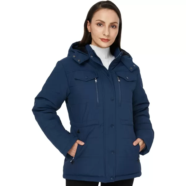 WenVen Womens Winter Water Resistant Warm Puffer Coat with Detachable HoodNavy