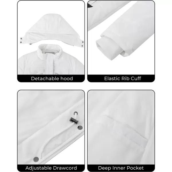 WenVen Womens Winter Water Resistant Warm Puffer Coat with Detachable HoodWhite
