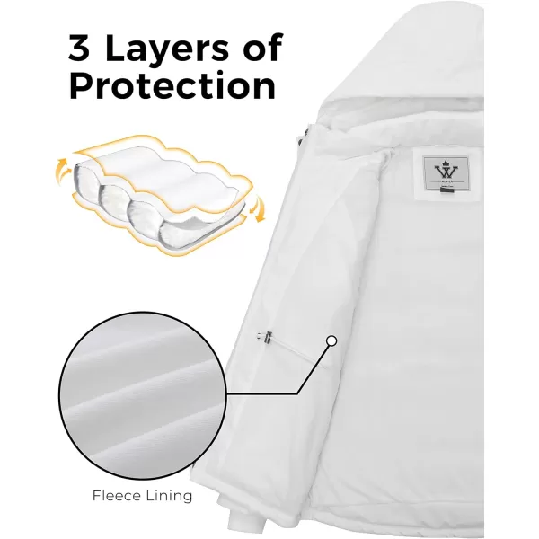 WenVen Womens Winter Water Resistant Warm Puffer Coat with Detachable HoodWhite