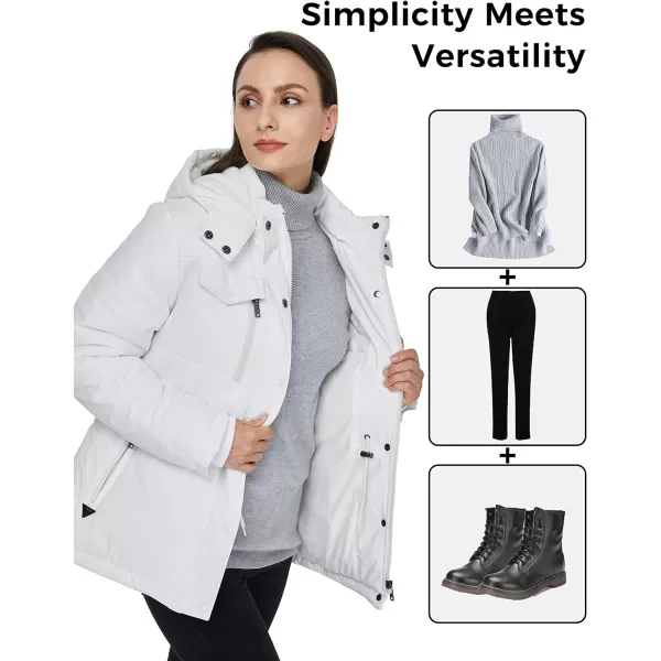 WenVen Womens Winter Water Resistant Warm Puffer Coat with Detachable HoodWhite