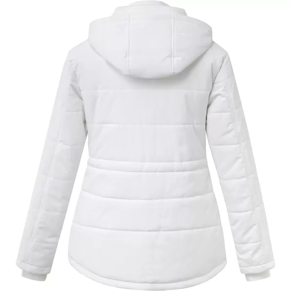 WenVen Womens Winter Water Resistant Warm Puffer Coat with Detachable HoodWhite