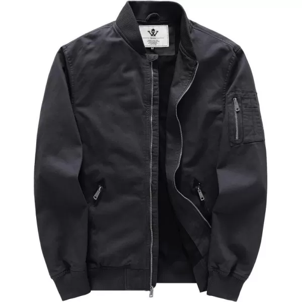 WenVen Mens Lightweight Cotton Flight Bomber Jacket Casual Military WindbreakerGrey