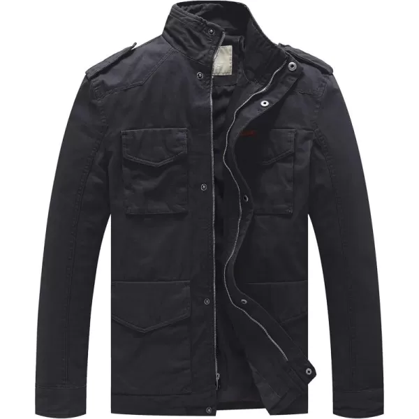 WenVen Mens Lightweight Military Style Jacket Twill Cotton WindbreakerGrey