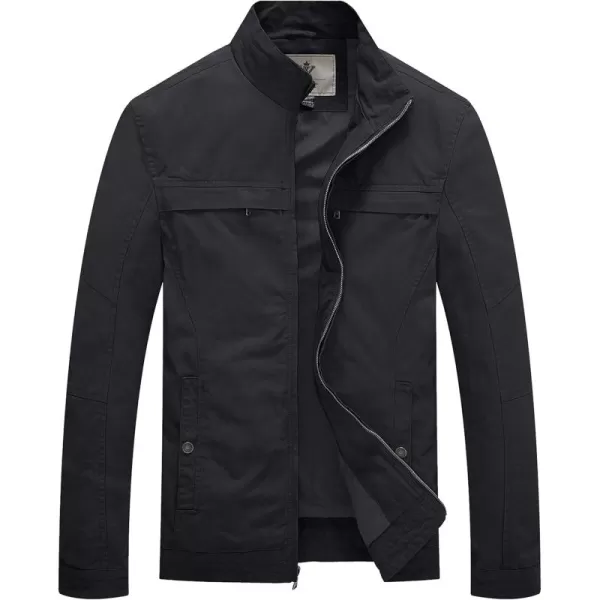 WenVen Mens Spring Canvas Military Style Jacket Casual Lightweight Cotton CoatGrey