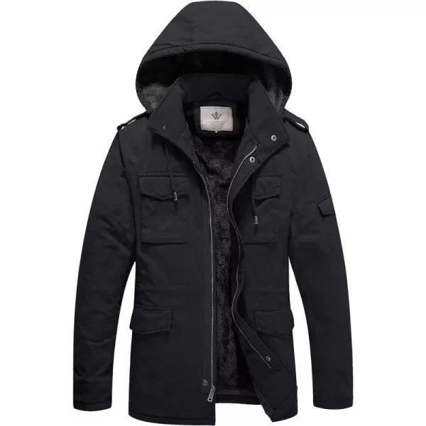 WenVen Mens Winter Military Thicken Parka Jacket Warm Coat with Removable HoodGrey