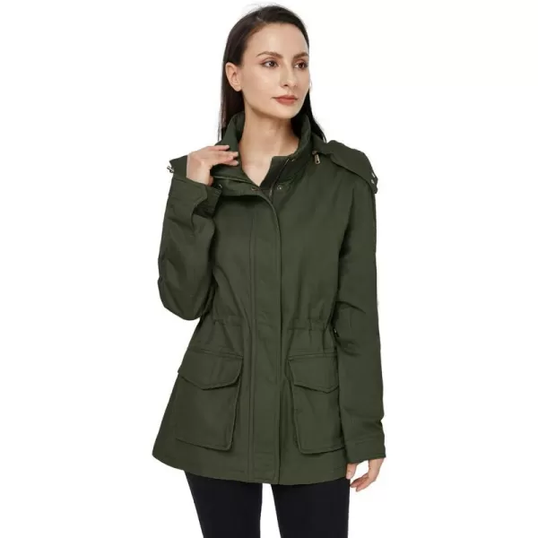 WenVen Womens Anorak Military Jacket Lightweight Casual Cotton Coat with HoodArmy Green