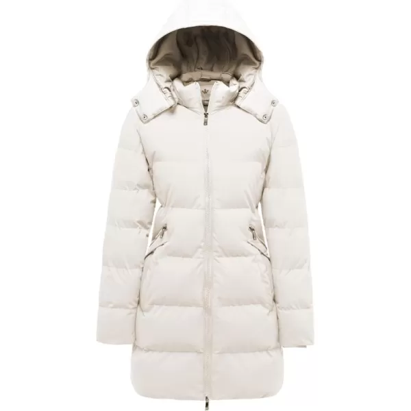 WenVen Womens Warm Thickened Parka Coat Winter Puffer Jacket with Removable HoodBeige