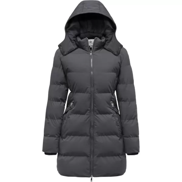 WenVen Womens Warm Thickened Parka Coat Winter Puffer Jacket with Removable HoodCharcoal