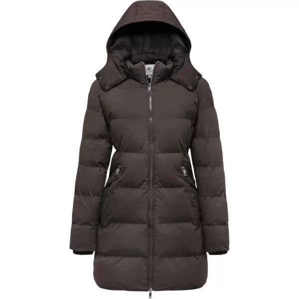 WenVen Womens Warm Thickened Parka Coat Winter Puffer Jacket with Removable HoodCoffee