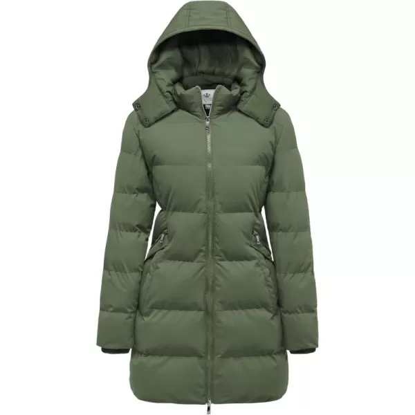 WenVen Womens Warm Thickened Parka Coat Winter Puffer Jacket with Removable HoodGreen