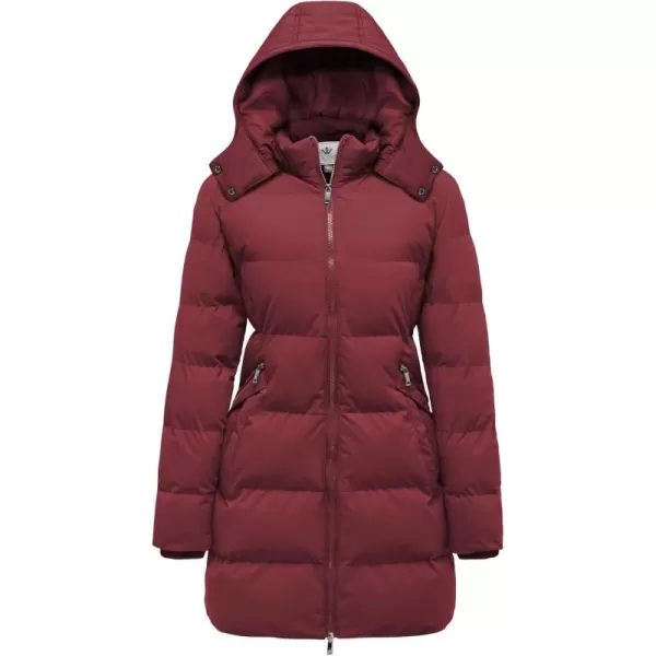 WenVen Womens Warm Thickened Parka Coat Winter Puffer Jacket with Removable HoodRed