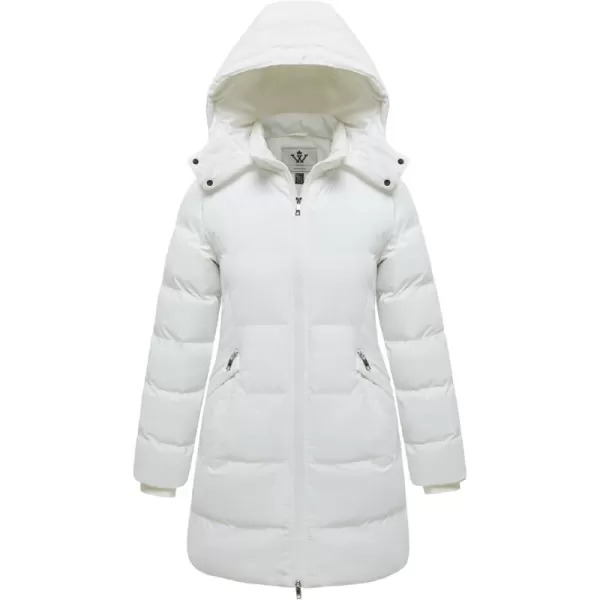 WenVen Womens Warm Thickened Parka Coat Winter Puffer Jacket with Removable HoodWhite